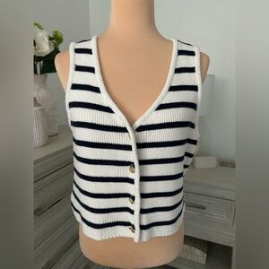 Abercrombie & Fitch Navy and White Striped Vest